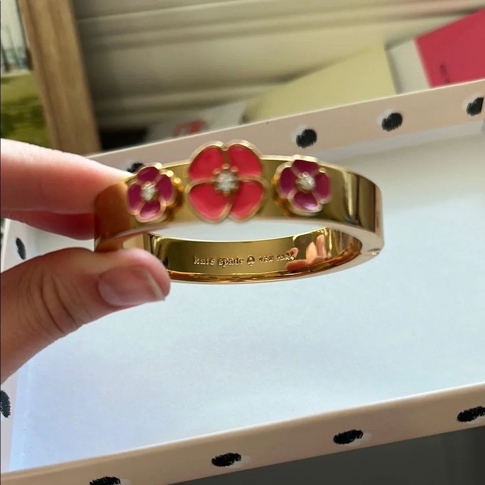 Kate Spade Gold and Pink Gemstone Bracelet - Picture 2 of 11